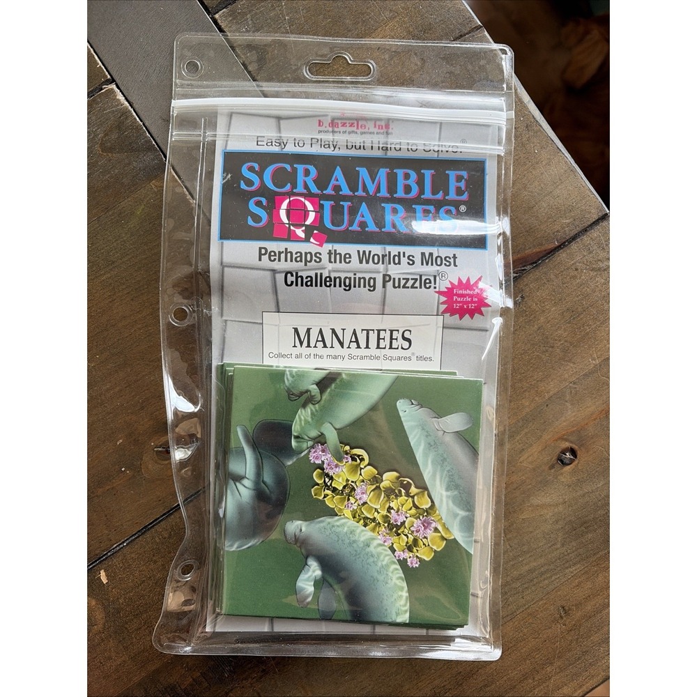 Scramble Squares Puzzle Manatees By‎ B Dazzle 9 PCS 2001 Ages 4-104 Brain Teaser